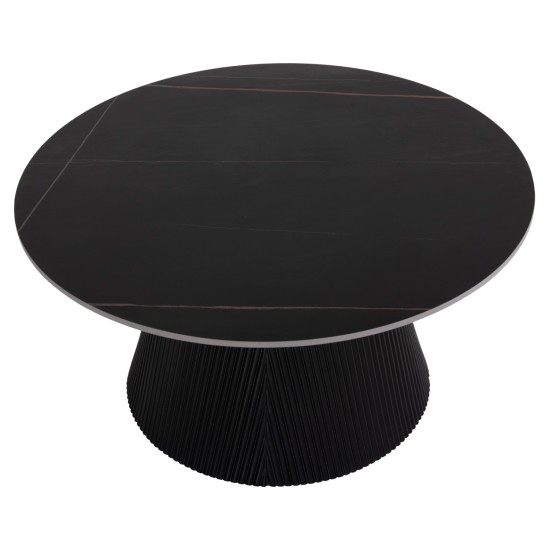 ΤΡΑΠΕΖΙ ΣΑΛΟΝΙΟΥ DUNCAN HM18022.01 ΚΕΡΑΜΙΚΟ TOP-MDF ΒΑΣΗ-ΜΑΥΡΟ Φ80x41Υεκ.