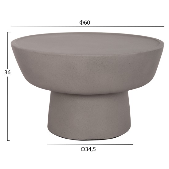 ΤΡΑΠΕΖΙ ΣΑΛΟΝΙΟΥ PIRSON HM18155.03 FIBER CEMENT ΣΕ ΓΚΡΙ--Φ60x36Υεκ.