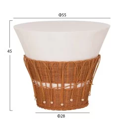 ΤΡΑΠΕΖΙ ΣΑΛΟΝΙΟΥ PERRAL HM18164.02L FIBER CEMENT ΛΕΥΚΟ-ΦΥΣΙΚΟ RATTAN--Φ55x45Υεκ