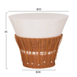 ΤΡΑΠΕΖΙ ΣΑΛΟΝΙΟΥ PERRAL HM18164.02L FIBER CEMENT ΛΕΥΚΟ-ΦΥΣΙΚΟ RATTAN--Φ55x45Υεκ