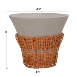 ΤΡΑΠΕΖΙ ΣΑΛΟΝΙΟΥ PERRAL HM18164.03L FIBER CEMENT ΓΚΡΙ-ΦΥΣΙΚΟ RATTAN--Φ55x45Υεκ