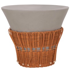 ΤΡΑΠΕΖΙ ΣΑΛΟΝΙΟΥ PERRAL HM18164.03L FIBER CEMENT ΓΚΡΙ-ΦΥΣΙΚΟ RATTAN--Φ55x45Υεκ