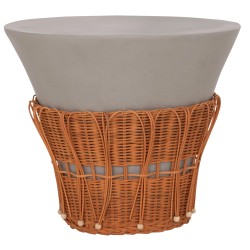 ΤΡΑΠΕΖΙ ΣΑΛΟΝΙΟΥ PERRAL HM18164.03L FIBER CEMENT ΓΚΡΙ-ΦΥΣΙΚΟ RATTAN--Φ55x45Υεκ