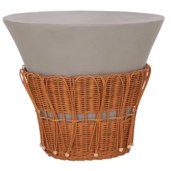 ΤΡΑΠΕΖΙ ΣΑΛΟΝΙΟΥ PERRAL HM18164.03L FIBER CEMENT ΓΚΡΙ-ΦΥΣΙΚΟ RATTAN--Φ55x45Υεκ