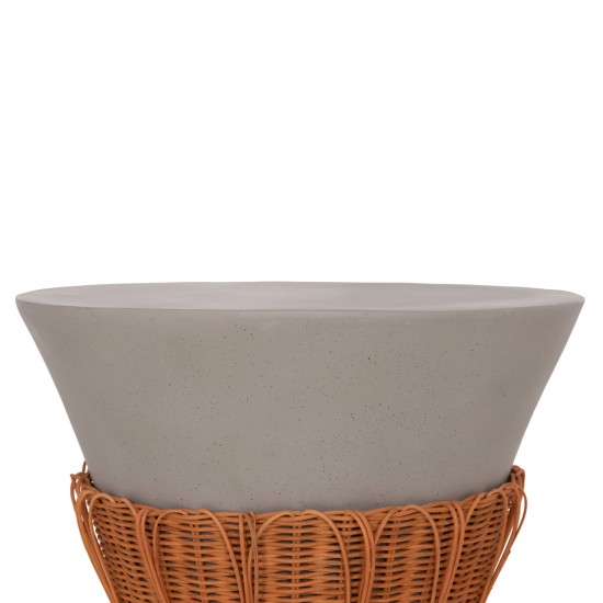 ΤΡΑΠΕΖΙ ΣΑΛΟΝΙΟΥ PERRAL HM18164.03L FIBER CEMENT ΓΚΡΙ-ΦΥΣΙΚΟ RATTAN--Φ55x45Υεκ