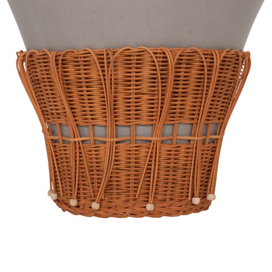 ΤΡΑΠΕΖΙ ΣΑΛΟΝΙΟΥ PERRAL HM18164.03L FIBER CEMENT ΓΚΡΙ-ΦΥΣΙΚΟ RATTAN--Φ55x45Υεκ