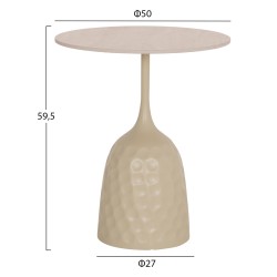 ΤΡΑΠΕΖΙ ΣΑΛΟΝΙΟΥ LONGSTEM HM18317.04 ΒΑΣΗ ΣΑΜΠΑΝΙ--ΚΕΡΑΜΙΚΟ TOP TRAVERTINE STONE Φ50