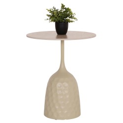 ΤΡΑΠΕΖΙ ΣΑΛΟΝΙΟΥ LONGSTEM HM18317.04 ΒΑΣΗ ΣΑΜΠΑΝΙ--ΚΕΡΑΜΙΚΟ TOP TRAVERTINE STONE Φ50