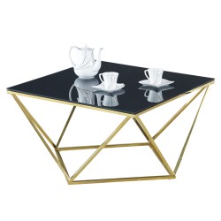 ΤΡΑΠΕΖΙ ΣΑΛΟΝΙΟΥ WILLOW HM8613.02 ΜΕ ΜΑΥΡΟ ΓΥΑΛΙ ΚΑΙ ΕΠΙΧΡΥΣΗ ΒΑΣΗ 80X80X45 EK.