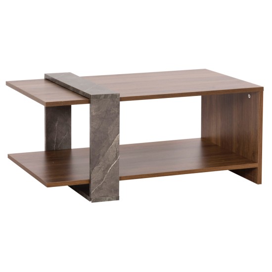 ΤΡΑΠΕΖΙ ΣΑΛΟΝΙΟΥ WILMA HM8950.13 ΜΕΛΑΜΙΝΗ ΣΕ ΦΥΣΙΚΟ-ΓΚΡΙ ΠΕΤΡΑ 80Χ50Χ35Υ εκ.