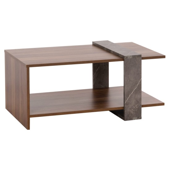 ΤΡΑΠΕΖΙ ΣΑΛΟΝΙΟΥ WILMA HM8950.13 ΜΕΛΑΜΙΝΗ ΣΕ ΦΥΣΙΚΟ-ΓΚΡΙ ΠΕΤΡΑ 80Χ50Χ35Υ εκ.