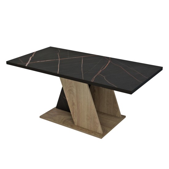 ΤΡΑΠΕΖΙ ΣΑΛΟΝΙΟΥ DILE HM9528.03 ΜΕΛΑΜΙΝΗ ΣΕ ΦΥΣΙΚΟ-ΜΑΥΡΟ ΜΑΡΜΑΡΟ 110x55x47Υεκ.