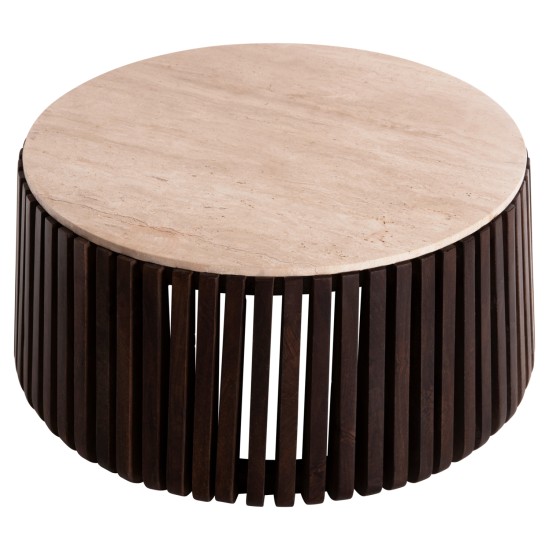 ΤΡΑΠΕΖΙ ΣΑΛΟΝΙΟΥ KREST HM9712 ΜΑΣΙΦ ΞΥΛΟ ΑΚΑΚΙΑΣ ΣΕ ΚΑΦΕ-ΤΡΑΒΕΡΤΙΝA Φ90x40Υεκ.