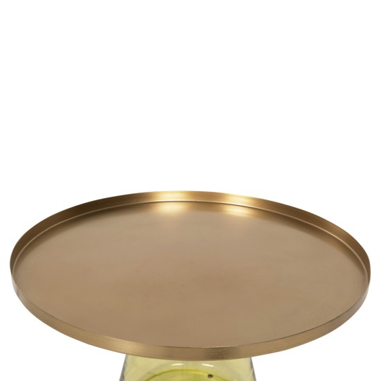 ΤΡΑΠΕΖΙ ΣΑΛΟΝΙΟΥ SCAL HM9724 ΒΑΣΗ ΠΡΑΣΙΝΟ ΓΥΑΛΙ-TOP ΧΡΥΣΟ ΜΕΤΑΛΛΟ Φ76x43,5Υεκ