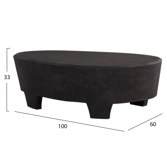 ΤΡΑΠΕΖΙ ΣΑΛΟΝΙΟΥ ΟΒΑΛ ΣΕΙΡΑ SANTORINI HM18066 MDF ΣΕ ΜΑΥΡΟ ΧΡΩΜΑ 100x60x33Υεκ.