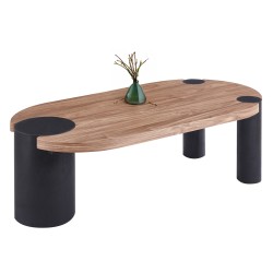 ΤΡΑΠΕΖΙ ΣΑΛΟΝΙΟΥ ΟΒΑΛ OVALON HM18433.05 MDF TOP ΚΑΡΥΔΙ-MDF ΠΟΔΙΑ ΜΑΥΡΑ 120x60x40Υεκ