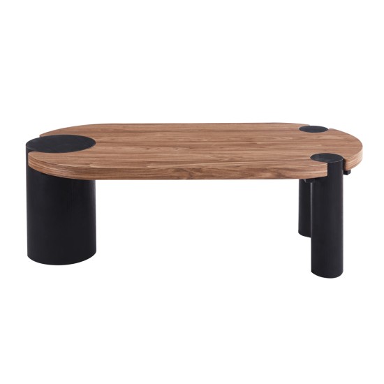 ΤΡΑΠΕΖΙ ΣΑΛΟΝΙΟΥ ΟΒΑΛ OVALON HM18433.05 MDF TOP ΚΑΡΥΔΙ-MDF ΠΟΔΙΑ ΜΑΥΡΑ 120x60x40Υεκ