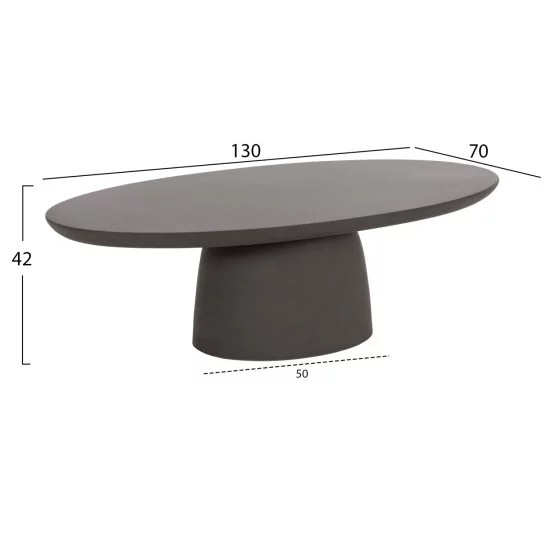 ΤΡΑΠΕΖΙ ΣΑΛΟΝΙΟΥ FIBER CEMENT ΟΒΑΛ BRECCAN HM6594.01 ΓΚΡΙ 130x70x42Υεκ