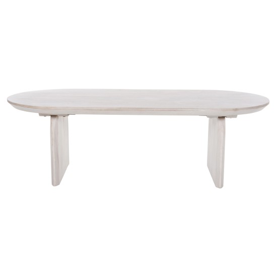 ΤΡΑΠΕΖΙ ΣΑΛΟΝΙΟΥ ΟΒΑΛ HONKY HM9710 ΜΑΣΙΦ ΞΥΛΟ MANGO- ΛΕΥΚΟ 130x60x40Υεκ.