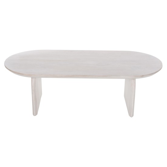 ΤΡΑΠΕΖΙ ΣΑΛΟΝΙΟΥ ΟΒΑΛ HONKY HM9710 ΜΑΣΙΦ ΞΥΛΟ MANGO- ΛΕΥΚΟ 130x60x40Υεκ.