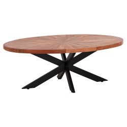 ΤΡΑΠΕΖΙ ΣΑΛΟΝΙΟΥ ΟΒΑΛ MONTANA SUPERIOR HM9906 ΞΥΛΟ ΑΚΑΚΙΑΣ-ΜΕΤΑΛΛΟ 120x61x45Υεκ.