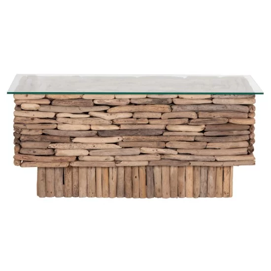 ΤΡΑΠΕΖΙ ΣΑΛΟΝΙΟΥ ΟΡΘΟΓΩΝΙΟ SPARROW HM18366 DRIFTWOOD--ΓΥΑΛΙ 105x45x47Υεκ.