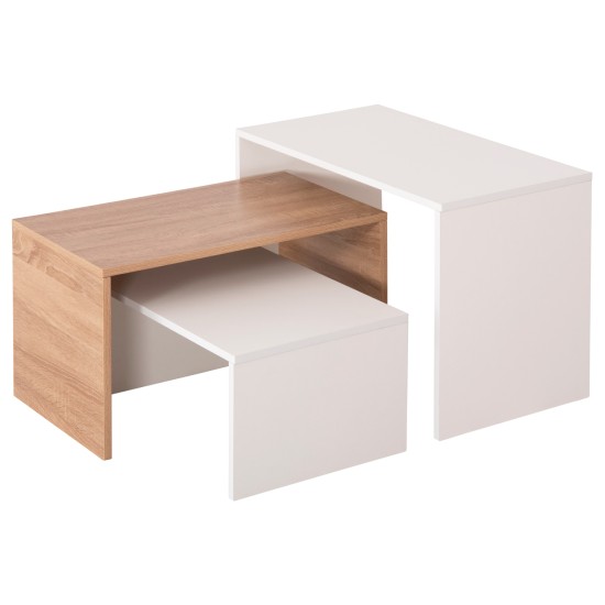 ΤΡΑΠΕΖΙ ΣΑΛΟΝΙΟΥ ΣΕΤ 3ΤΜΧ BENTIL HM9444.11 ΜΕΛΑΜΙΝΗ SONAMA-ΛΕΥΚΟ 65x35x45Υεκ