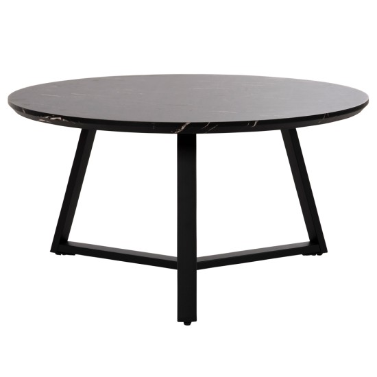 ΤΡΑΠΕΖΙ ΣΑΛΟΝΙΟΥ ΣΤΡΟΓΓΥΛΟ ROCKET HM9586.01 MDF ΜΑΥΡΟ ΜΑΡΜΑΡΟ-ΜΑΥΡΗ ΣΑΓΡΕ ΒΑΣΗ Φ80x42Υεκ.