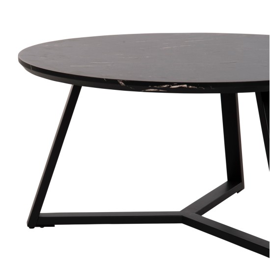 ΤΡΑΠΕΖΙ ΣΑΛΟΝΙΟΥ ΣΤΡΟΓΓΥΛΟ ROCKET HM9586.01 MDF ΜΑΥΡΟ ΜΑΡΜΑΡΟ-ΜΑΥΡΗ ΣΑΓΡΕ ΒΑΣΗ Φ80x42Υεκ.