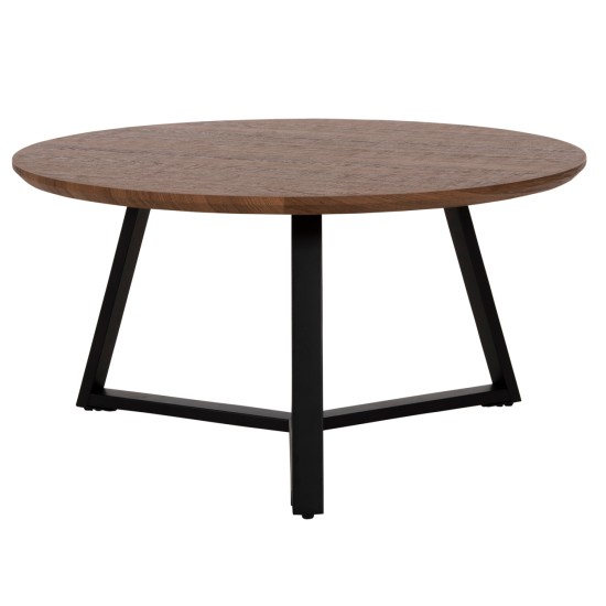 ΤΡΑΠΕΖΙ ΣΑΛΟΝΙΟΥ ΣΤΡΟΓΓΥΛΟ ROCKET HM9586.04 MDF WALNUT-ΜΑΥΡΗ ΣΑΓΡΕ ΒΑΣΗ Φ80x42Υεκ.