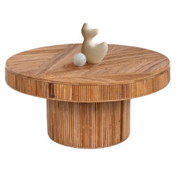 ΤΡΑΠΕΖΙ ΣΑΛΟΝΙΟΥ GATSBY ΣΤΡΟΓΓΥΛΟ HM9651 RATTAN ΧΡΩΜΑ ΦΥΣΙΚΟ Φ100x50Y εκ.