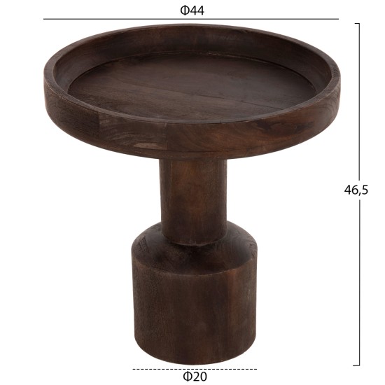 ΤΡΑΠΕΖΙ ΣΑΛΟΝΙΟΥ ΣΤΡΟΓΓΥΛΟ CRAMM HM9700 ΜΑΣΙΦ MANGO ΣΚΟΥΡΟ ΚΑΦΕ Φ45x47Υεκ.