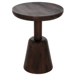 ΤΡΑΠΕΖΙ ΣΑΛΟΝΙΟΥ ΣΤΡΟΓΓΥΛΟ CRABB HM9701 ΜΑΣΙΦ MANGO ΣΚΟΥΡΟ ΚΑΦΕ Φ40x49,5Υεκ.