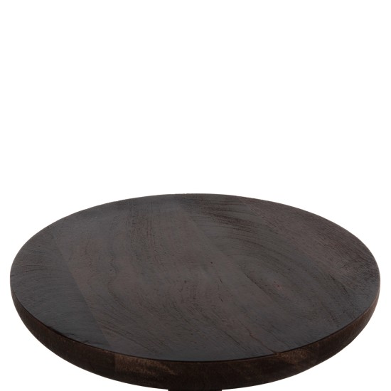 ΤΡΑΠΕΖΙ ΣΑΛΟΝΙΟΥ ΣΤΡΟΓΓΥΛΟ CRABB HM9701 ΜΑΣΙΦ MANGO ΣΚΟΥΡΟ ΚΑΦΕ Φ40x49,5Υεκ.