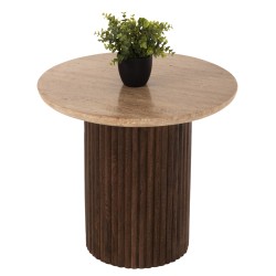 ΤΡΑΠΕΖΙ ΣΑΛΟΝΙΟΥ ΣΤΡΟΓΓΥΛΟ GLADYS HM9714 ΜΑΣΙΦ MANGO-ΤΡΑΒΕΡΤΙΝΑ Φ55x50Υεκ.