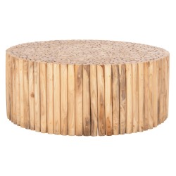 ΤΡΑΠΕΖΙ ΣΑΛΟΝΙΟΥ ΣΤΡΟΓΓΥΛΟ COOTER HM9862 ΚΛΑΔΙΑ TEAK-ΦΥΣΙΚΟ Φ100x40Υεκ.