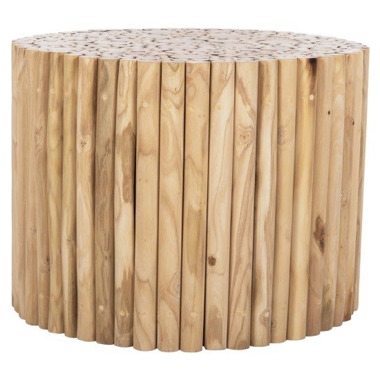 ΤΡΑΠΕΖΙ ΣΑΛΟΝΙΟΥ ΣΤΡΟΓΓΥΛΟ COOTER HM9864 ΚΛΑΔΙΑ TEAK-ΦΥΣΙΚΟ Φ60,5x46Υεκ.