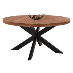 ΤΡΑΠΕΖΙ ΣΤΡΟΓΓΥΛΟ LEVINHO 6εκ.ΠΑΧΟΣ ΜΑΣΙΦ ΞΥΛΟ MANGO HM8485.11 Φ150x78Υ εκ.