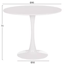 ΤΡΑΠΕΖΙ ΣΤΡΟΓΓΥΛΟ BROLIN HM18141.01 MDF TOP-ΒΑΣΗ ΜΕΤΑΛΛΙΚΗ--ΛΕΥΚΟ Φ90x73Υεκ