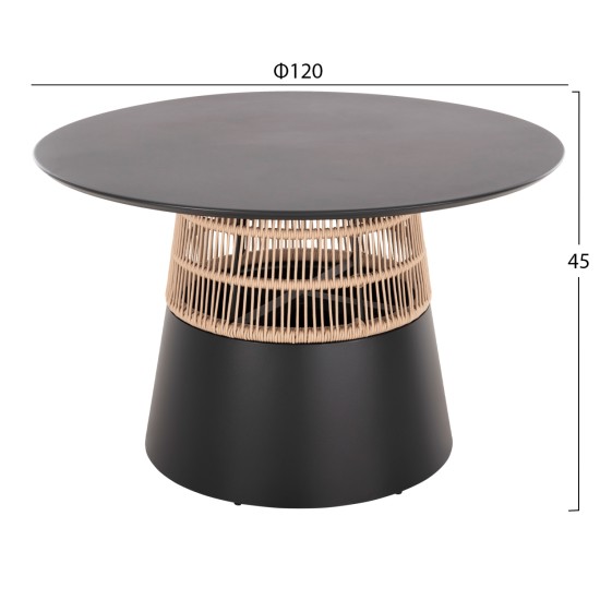 ΤΡΑΠΕΖΙ ΣΤΡΟΓΓΥΛΟ SAEID HM6106.01 ΑΝΘΡΑΚΙ ΑΛΟΥΜΙΝΙΟ-ΜΠΕΖ ΣΧΟΙΝΙ Φ120x75Υεκ.