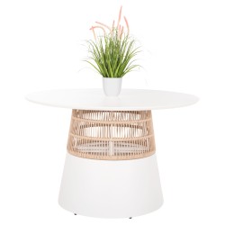 ΤΡΑΠΕΖΙ ΣΤΡΟΓΓΥΛΟ SAEID HM6106.02 ΛΕΥΚΟ ΑΛΟΥΜΙΝΙΟ-ΜΠΕΖ ΣΧΟΙΝΙ Φ120x75Υεκ.