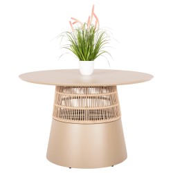 ΤΡΑΠΕΖΙ ΣΤΡΟΓΓΥΛΟ SAEID HM6106.04 ΣΑΜΠΑΝΙ ΑΛΟΥΜΙΝΙΟ-ΜΠΕΖ ΣΧΟΙΝΙ Φ120x75Υεκ.