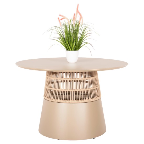 ΤΡΑΠΕΖΙ ΣΤΡΟΓΓΥΛΟ SAEID HM6106.04 ΣΑΜΠΑΝΙ ΑΛΟΥΜΙΝΙΟ-ΜΠΕΖ ΣΧΟΙΝΙ Φ120x75Υεκ.