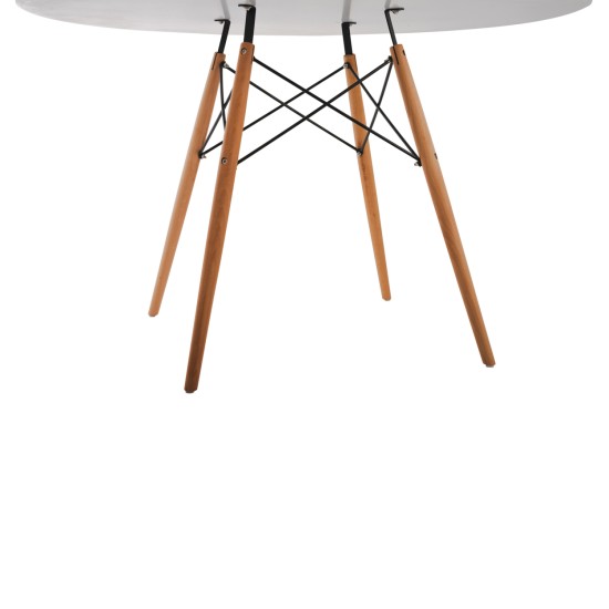 ΤΡΑΠΕΖΙ MINIMAL ΣΤΡΟΓΓΥΛΟ HM8454.01 MDF ΣΕ ΛΕΥΚΟ-ΠΟΔΙΑ ΟΞΙΑΣ ΣΕ ΦΥΣΙΚΟ Φ120Χ75Υεκ.