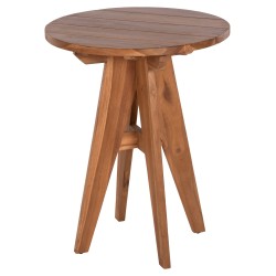 ΤΡΑΠΕΖΙ ΣΤΡΟΓΓΥΛΟ LEO HM9859.11 ΜΑΣΙΦ ΞΥΛΟ ΤΕΑΚ ΣΕ ΦΥΣΙΚΟ Φ60x75Υεκ.