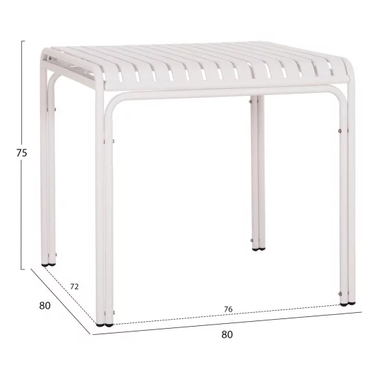 ΤΡΑΠΕΖΙ ΤΕΤΡΑΓΩΝΟ ΑΛΟΥΜΙΝΙΟΥ RACHEL HM6338.02 ΛΕΥΚΟ 80x80x75Υεκ.