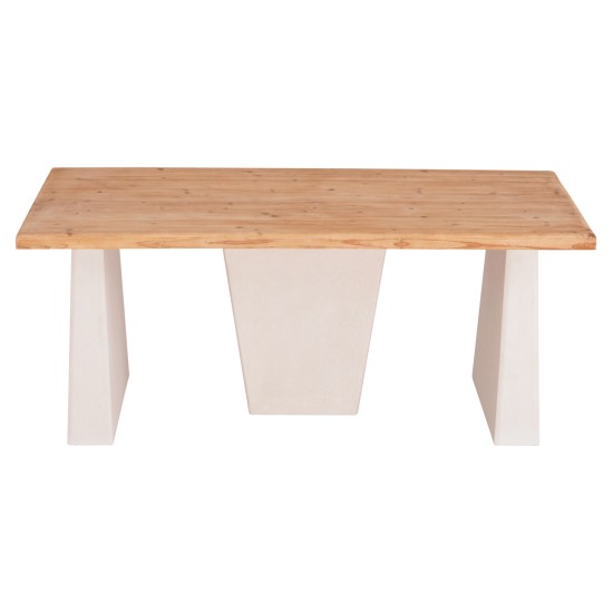 ΤΡΑΠΕΖΙ ΣΕΙΡΑ SANTORINI HM18042 ΤΟΠ ΞΥΛΟ ΕΛΑΤΟΥ-ΠΟΔΙΑ MDF ΥΠΟΛΕΥΚΑ 179x90x75Υεκ.