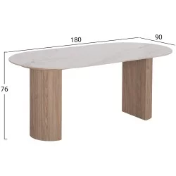 ΤΡΑΠΕΖΙ ΤΡΑΠΕΖΑΡΙΑΣ MELLOW HM18416 MDF ΠΟΔΙΑ ΣΕ ΦΥΣΙΚΟ--ΚΕΡΑΜΙΚΟ TOP 180x90x76Υεκ.