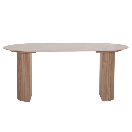 ΤΡΑΠΕΖΙ ΤΡΑΠΕΖΑΡΙΑΣ MELLOW HM18416 MDF ΠΟΔΙΑ ΣΕ ΦΥΣΙΚΟ--ΚΕΡΑΜΙΚΟ TOP 180x90x76Υεκ.