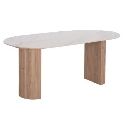 ΤΡΑΠΕΖΙ ΤΡΑΠΕΖΑΡΙΑΣ MELLOW HM18416 MDF ΠΟΔΙΑ ΣΕ ΦΥΣΙΚΟ--ΚΕΡΑΜΙΚΟ TOP 180x90x76Υεκ.
